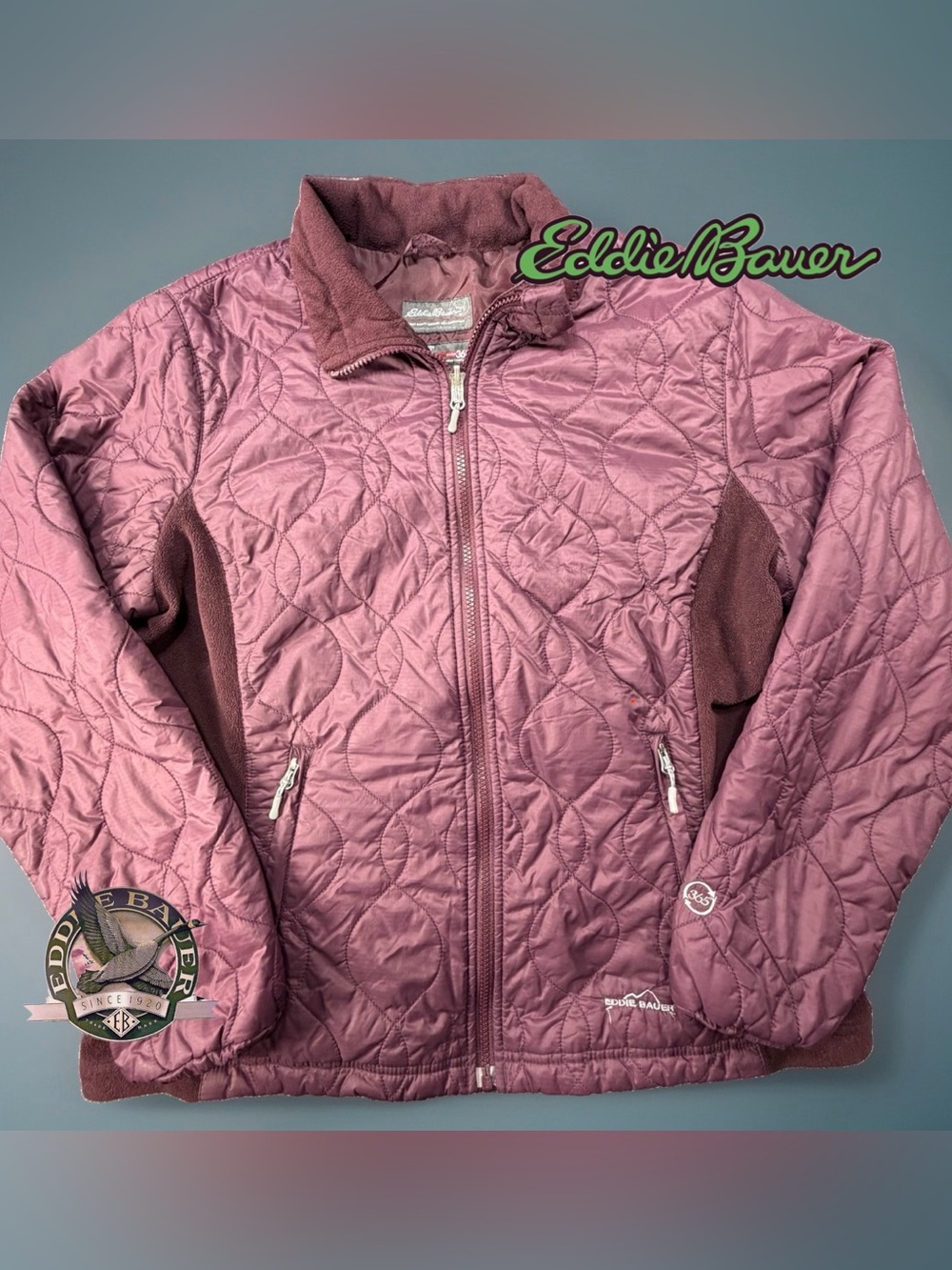 Eddie Bauer 365 Womens XL Burgundy PrimaLoft Jacket 23x23.5 Quilted
